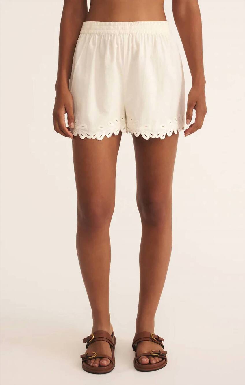 NEW Z SUPPLY women's pesaro embroidered linen short in white